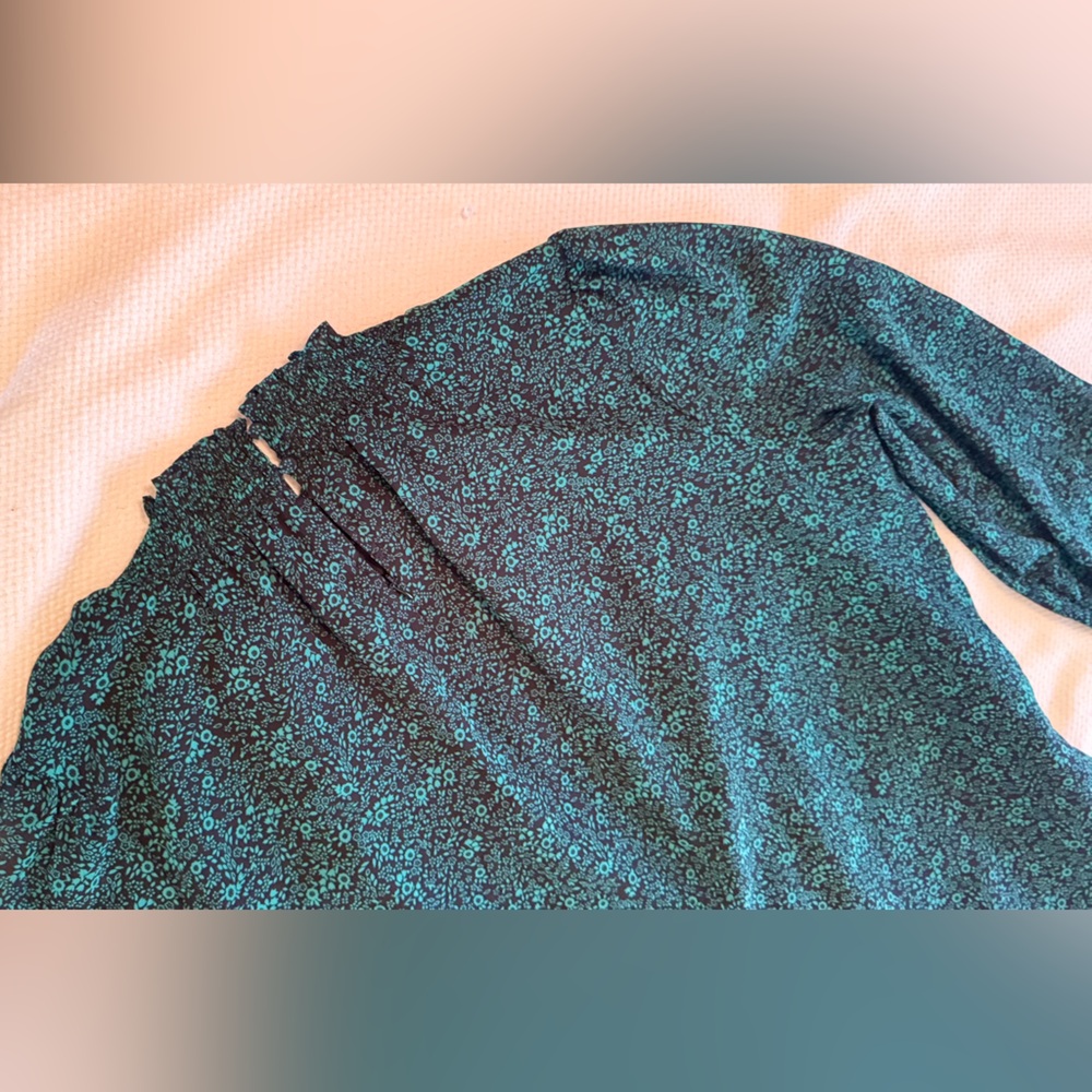 J. CREW Green & Black Floral Long Sleeve Knee Length Dress - Picture 12 of 14